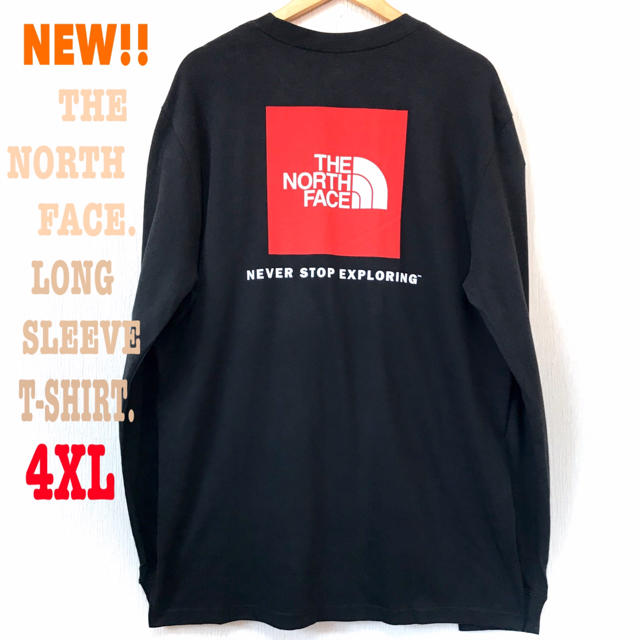 THE NORTH FACE(ザノースフェイス)の超ビッグ ♪ 4XL相当 新品 ノースフェイス BOXロゴ ロンT 黒 赤 メンズのトップス(Tシャツ/カットソー(七分/長袖))の商品写真