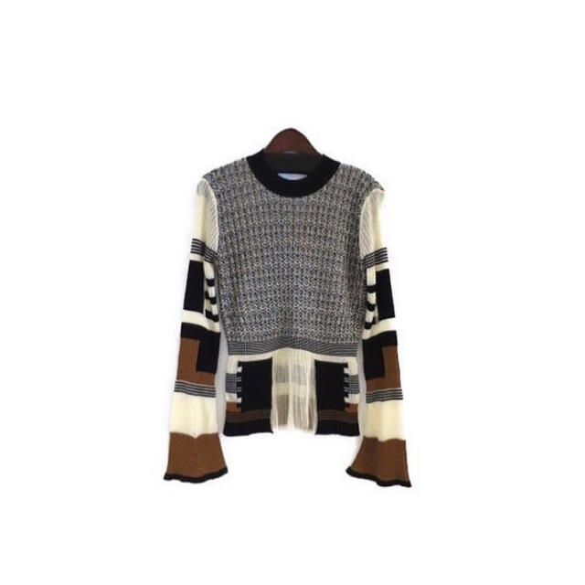 mame(マメ)のmame Mixed Knitted Fabric PeplumPullover レディースのトップス(ニット/セーター)の商品写真