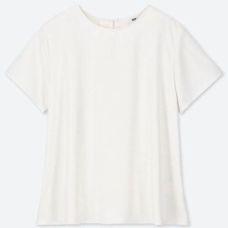 ユニクロ(UNIQLO)の【専用】ユニクロ ドレープブラウス(半袖)ホワイト　UNIQLO(シャツ/ブラウス(半袖/袖なし))