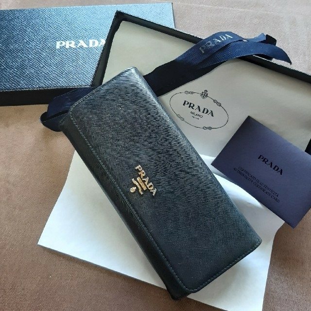 PRADA - PRADA 長財布 サフィアーノ マルチカラー 黒×ピンク系の通販 