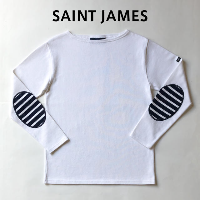 saint james ウェッソン エルボーパッチ 白x紺 セントジェームス