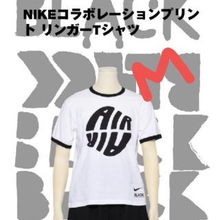 ブラックコムデギャルソン(BLACK COMME des GARCONS)のNIKEコラボレーションプリント リンガーTシャツ【M】(Tシャツ/カットソー(半袖/袖なし))