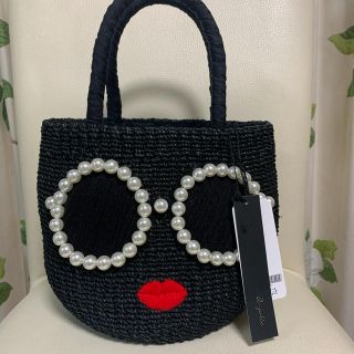 アジョリー(a-jolie)のタグ付き新品★ a jolie（アジョリー）  カゴバッグ　BLACK(かごバッグ/ストローバッグ)