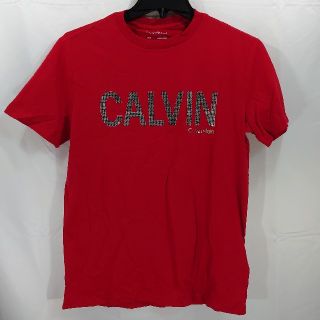 カルバンクライン(Calvin Klein)の【S】カルバンクラインジーンズ/半袖Tシャツ/メタリックプリント/赤(Tシャツ/カットソー(半袖/袖なし))