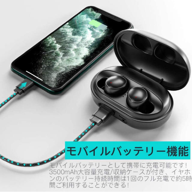 値下げ☆【新品未開封】当日発送！最新版ワイヤレスイヤホン 防水 高音質 スマホ/家電/カメラのオーディオ機器(ヘッドフォン/イヤフォン)の商品写真