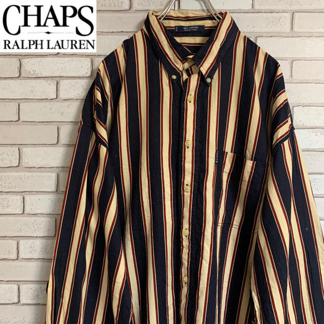 CHAPS(チャップス)の90s 古着 チャップス XL ストライプ マルチカラー ビッグシルエット メンズのトップス(シャツ)の商品写真