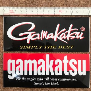 ガマカツ(がまかつ)のがまかつ  gamakatsu ロゴ　ステッカー　黒×赤　2種2点(その他)