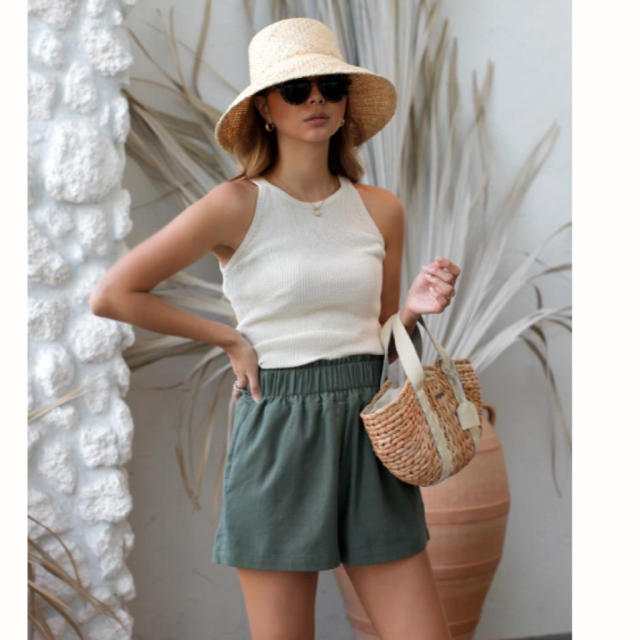 Waist Gather Linen Short Pants