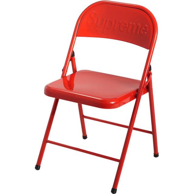 supreme metal folding chair red