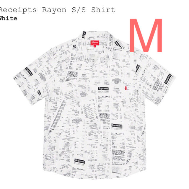 【白 M】Receipts Rayon S/S Shirt