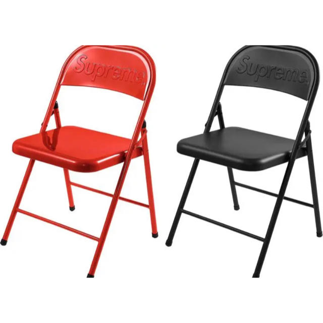 supreme 椅子 赤 黒 イス シュプリーム 折り畳み椅子 - 折り畳みイス