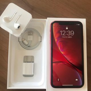 アイフォーン(iPhone)の【美品】iPhone XR 64 GB SIMフリー　Red 本体(スマートフォン本体)