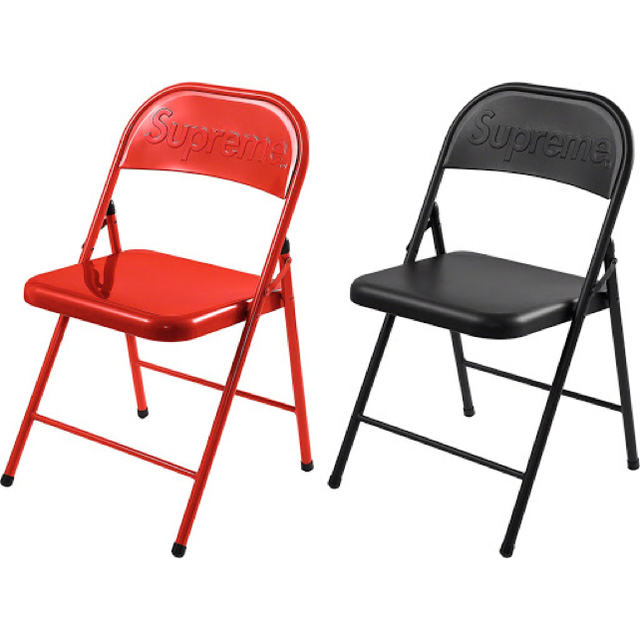 supreme metal folding chair black