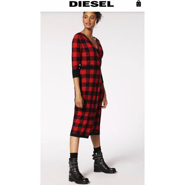 美品☆DIESEL☆ニット☆チェック☆ワンピース☆表記Sサイズワンピース