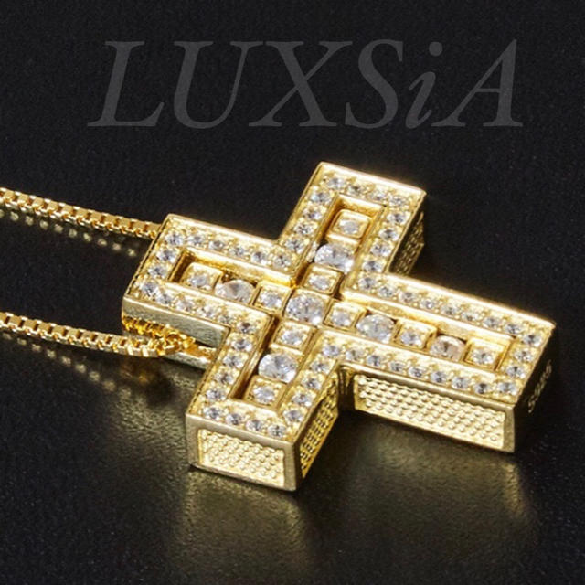 限定セール!2個セット22K plating クロスネックレス 十字架ジルコニア
