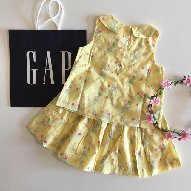 babyGAP(ベビーギャップ)の新品♡baby gap♡セットアップ 花柄 丸襟/ラルフローレン ユニクロ 他 キッズ/ベビー/マタニティのキッズ服女の子用(90cm~)(ワンピース)の商品写真