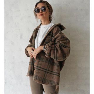 トゥデイフル(TODAYFUL)のFlugge  Check wool shirts coat(ロングコート)