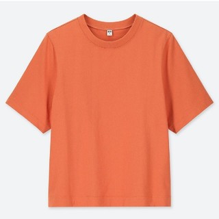 ユニクロ(UNIQLO)のUNIQLO☆クロップドクルーネックT(半袖)　オレンジ(Tシャツ(半袖/袖なし))