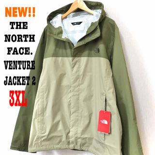 ザノースフェイス(THE NORTH FACE)のビッグサイズ 新品 ♪ ノースフェイス ベンチャージャケット 2 緑 ベージュ(ナイロンジャケット)