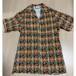 グッチ(Gucci)のGUCCI ウーヴン エフェクト G プリント コットン ボウリングシャツ(シャツ)