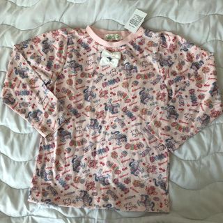 シマムラ(しまむら)の新品 エコネコ 総柄 カットソー 長袖Tシャツ 130 ピンク ECONECO(Tシャツ/カットソー)