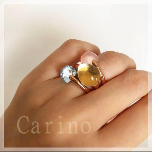 大粒 レモンクオーツ ドロップリング 天然石 イエロー 9－１５号 レディースのアクセサリー(リング(指輪))の商品写真