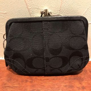 コーチ(COACH)のCOACH コーチ がま口 財布 ブラック ミニウォレット コイン 小銭 美品(財布)