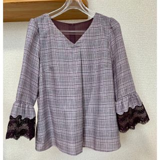 プロポーションボディドレッシング(PROPORTION BODY DRESSING)の★美品★ラメチェックベルスリーブブラウス(シャツ/ブラウス(長袖/七分))