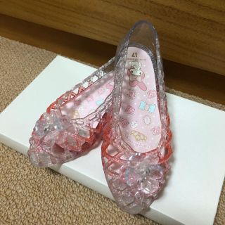 サンリオ(サンリオ)の美品　女の子　サンダル　ビニール　ラメ　パンプス　サンリオ　ピンク　17 定番(サンダル)