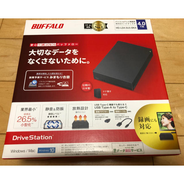 【未使用品】BUFFALO HD-LD4.0U3-BKA 外付けHDD 4TB