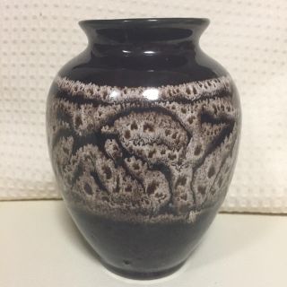 839.つぼ型花瓶☆茶色にベージュ柄(花瓶)