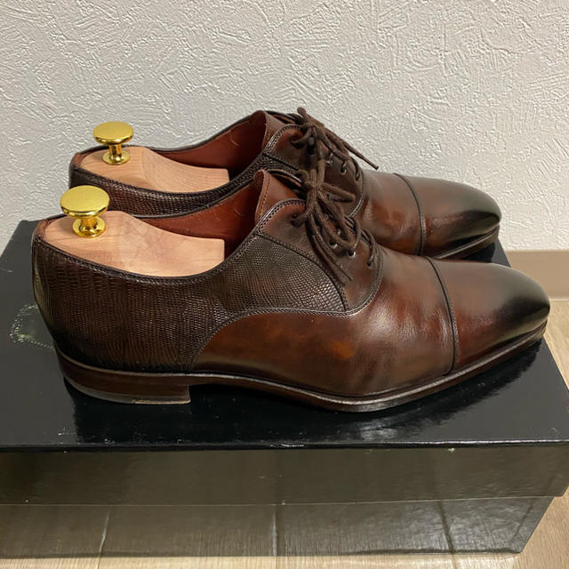 美品 マグナーニ MAGNANNI サイズ39 ブラウン　リザード