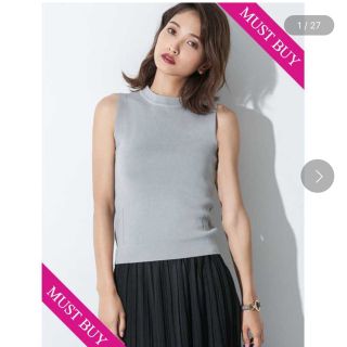 フィフス(fifth)の美品　fifth クルーネックシンプルノースリニット(カットソー(半袖/袖なし))