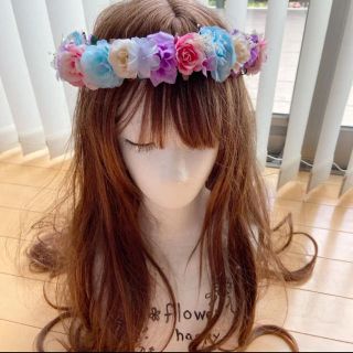 花かんむり♡水色♡紫♡ピンク♡かすみ草ミックス(ヘッドドレス/ドレス)