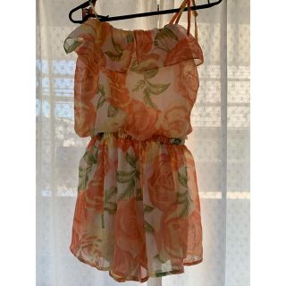 新品 花柄 ワンピース レディース ミニワンピース オレンジ 春服 夏服(ミニワンピース)