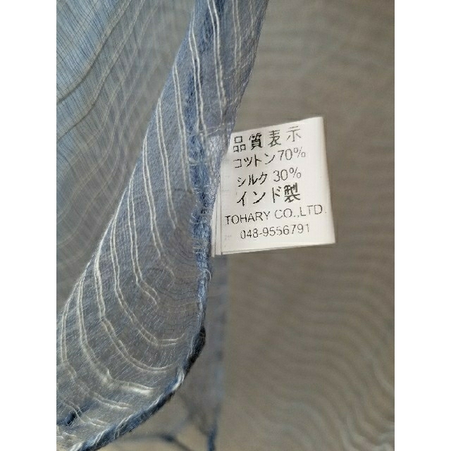 【匿名配送】シルクコットンスカーフ　ブルー レディースのファッション小物(バンダナ/スカーフ)の商品写真