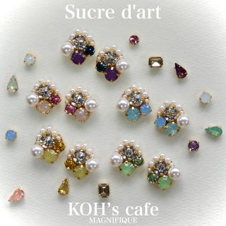 Sucre d'artスワロフスキーとクリスタルパールのドロップピアスイヤリング(ピアス)