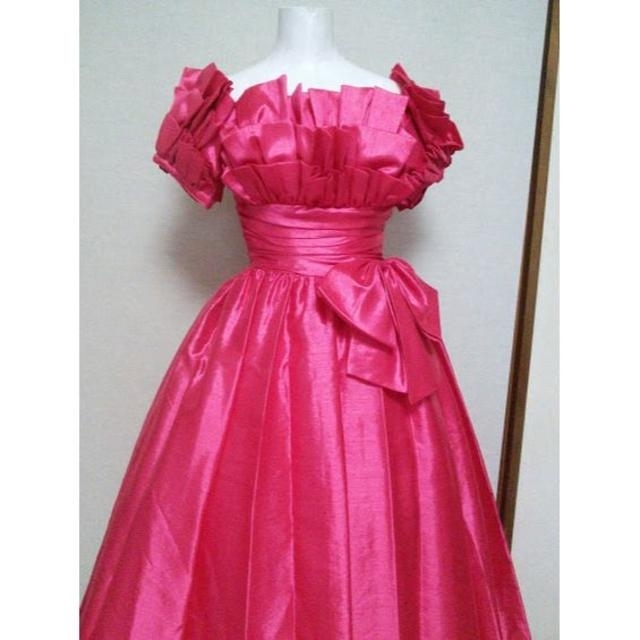 カラードレス　サテンレッドピンク系　ユーズド　211－11ウエディングドレス
