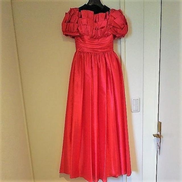 カラードレス　サテンレッドピンク系　ユーズド　211－11 レディースのフォーマル/ドレス(ウェディングドレス)の商品写真