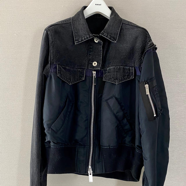 sacai ボンバー MA-1ハイブリッド デニムジャケット ブラック 1 sacai ボンバー MA-1ハイブリッド デニムジャケット ブラック 1