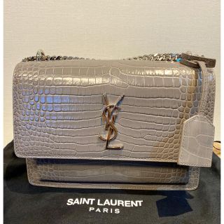 サンローラン(Saint Laurent)の9/30まで桐山様専用＊本物美品サンローラン バッグ＊サンセット＊クロコ＊グレー(ショルダーバッグ)