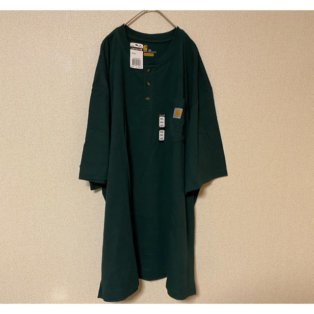 carhartt(カーハート)の新品　ヘンリーネック carhartt Tシャツ ハンターグリーン 緑 グリーン メンズのトップス(Tシャツ/カットソー(半袖/袖なし))の商品写真