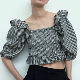 ザラ(ZARA)のZARA ギンガムチェック　トップス(シャツ/ブラウス(半袖/袖なし))