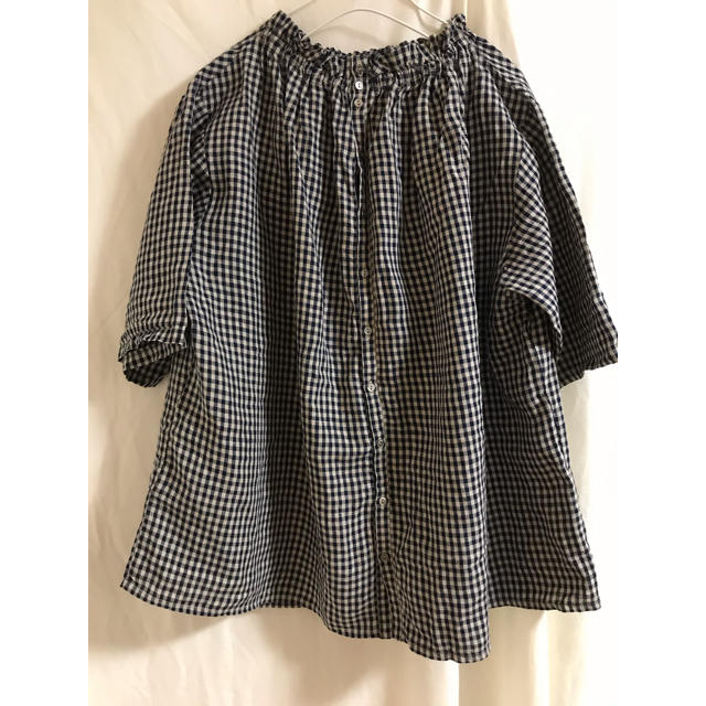 nest Robe(ネストローブ)のネストローブ　先染めリネンフリルカラーブラウス　今季 レディースのトップス(シャツ/ブラウス(半袖/袖なし))の商品写真