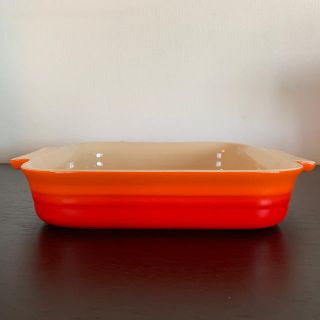 ルクルーゼ(LE CREUSET)のル・クルーゼ　スクエアディッシュ　オレンジ　23cm✖️23cm(食器)