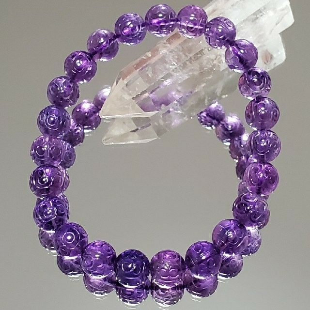 アウトレット 美品 ブレスレット アメジスト(amethyst 8mm 15~16cm