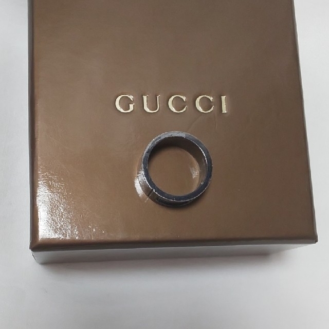 グッチ GUCCI ブランデッド Gクリヌキ リング ブラック コーティング