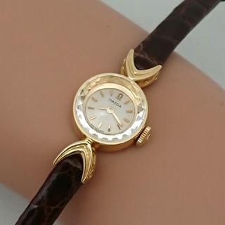 オメガ(OMEGA)のOH済 1961年製 オメガ K18YG金無垢 カットガラス ミニサイズ 極美品(腕時計)