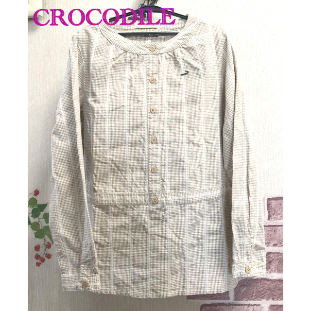 Crocodile(クロコダイル)の❣️(美品) CROCODILE  ベージュチェック柄チュニックブラウス❣️ レディースのトップス(チュニック)の商品写真