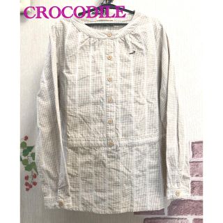 クロコダイル(Crocodile)の❣️(美品) CROCODILE  ベージュチェック柄チュニックブラウス❣️(チュニック)